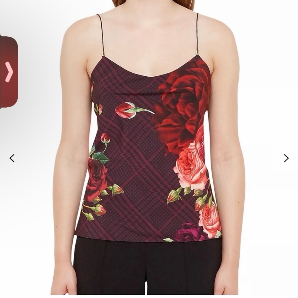 Ted Baker Burgundy Floral Spaghetti-Strap Cami Klisa
